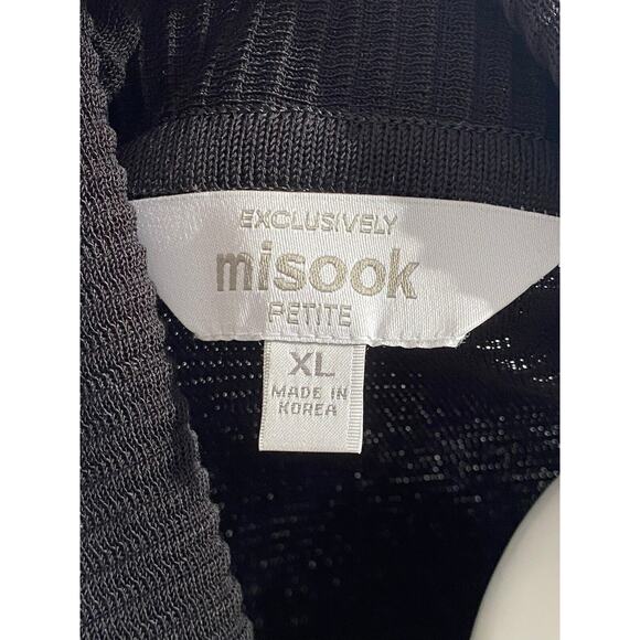 Exclusively Misook Textured Full Zip Sweater Cardigan Black XL Petite - Picture 7 of 7